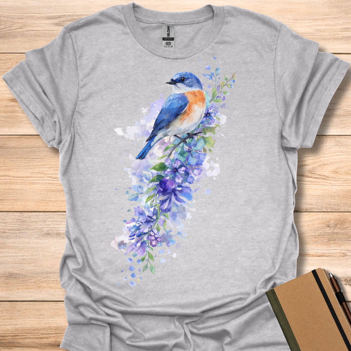Eastern Bluebird Watercolor T-Shirt