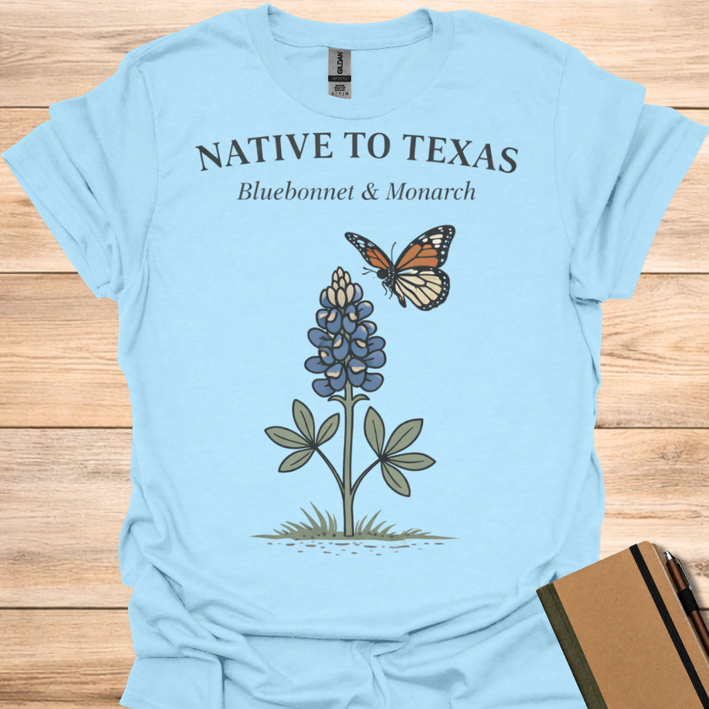 Native to Texas Bluebonnet & Monarch T-Shirt