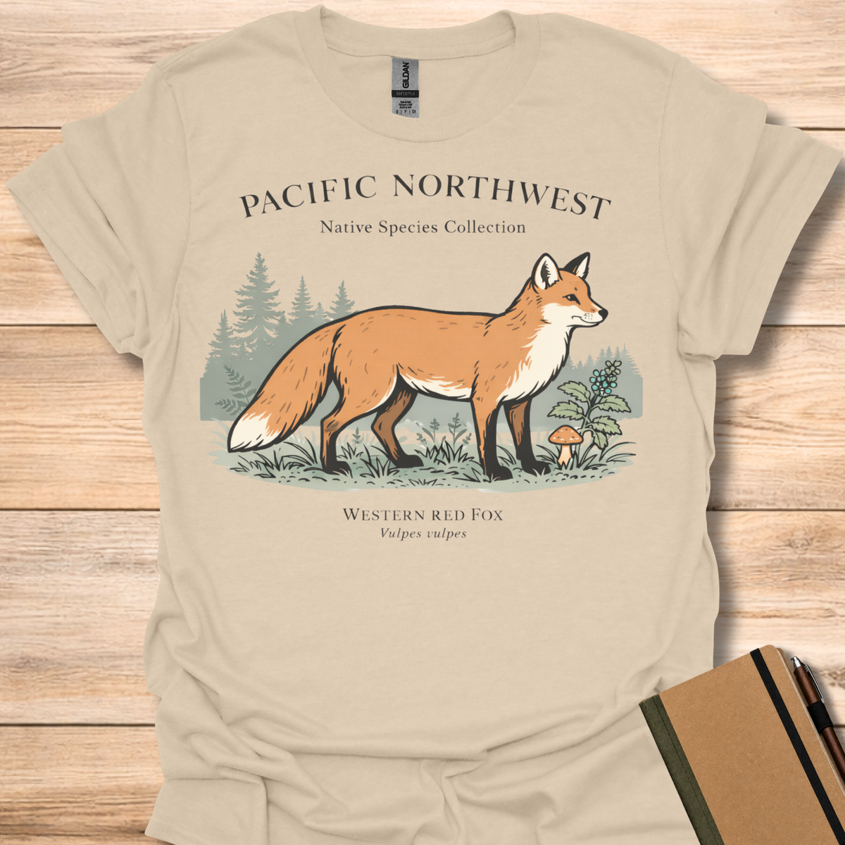 Pacific Northwest Native Species Collection Western Red Fox T-Shirt
