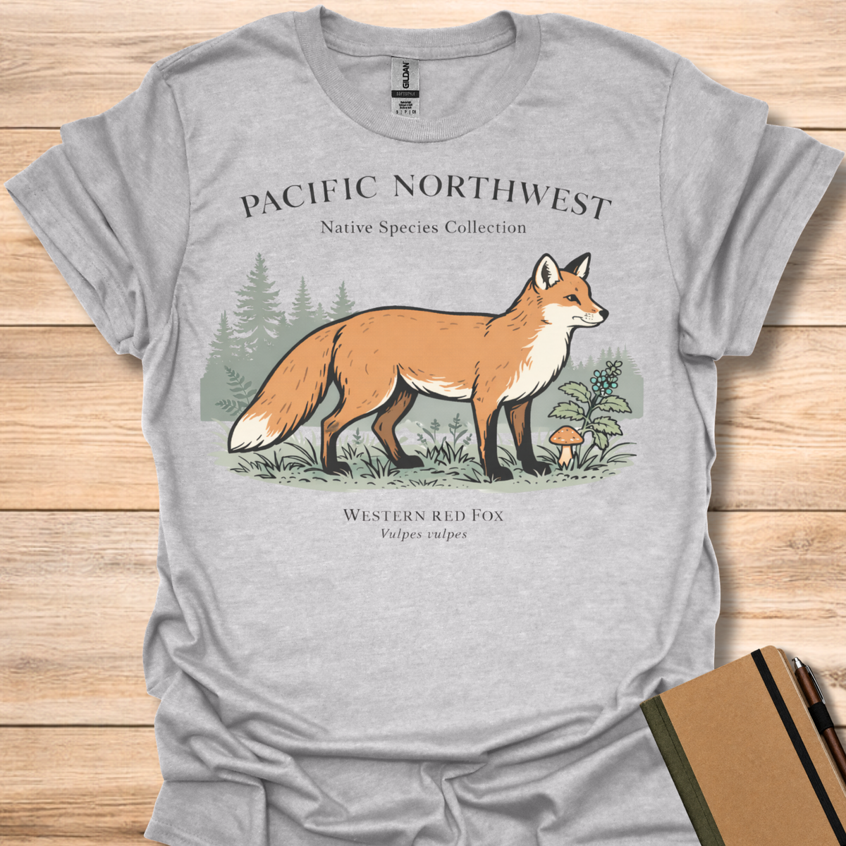 Pacific Northwest Native Species Collection Western Red Fox T-Shirt