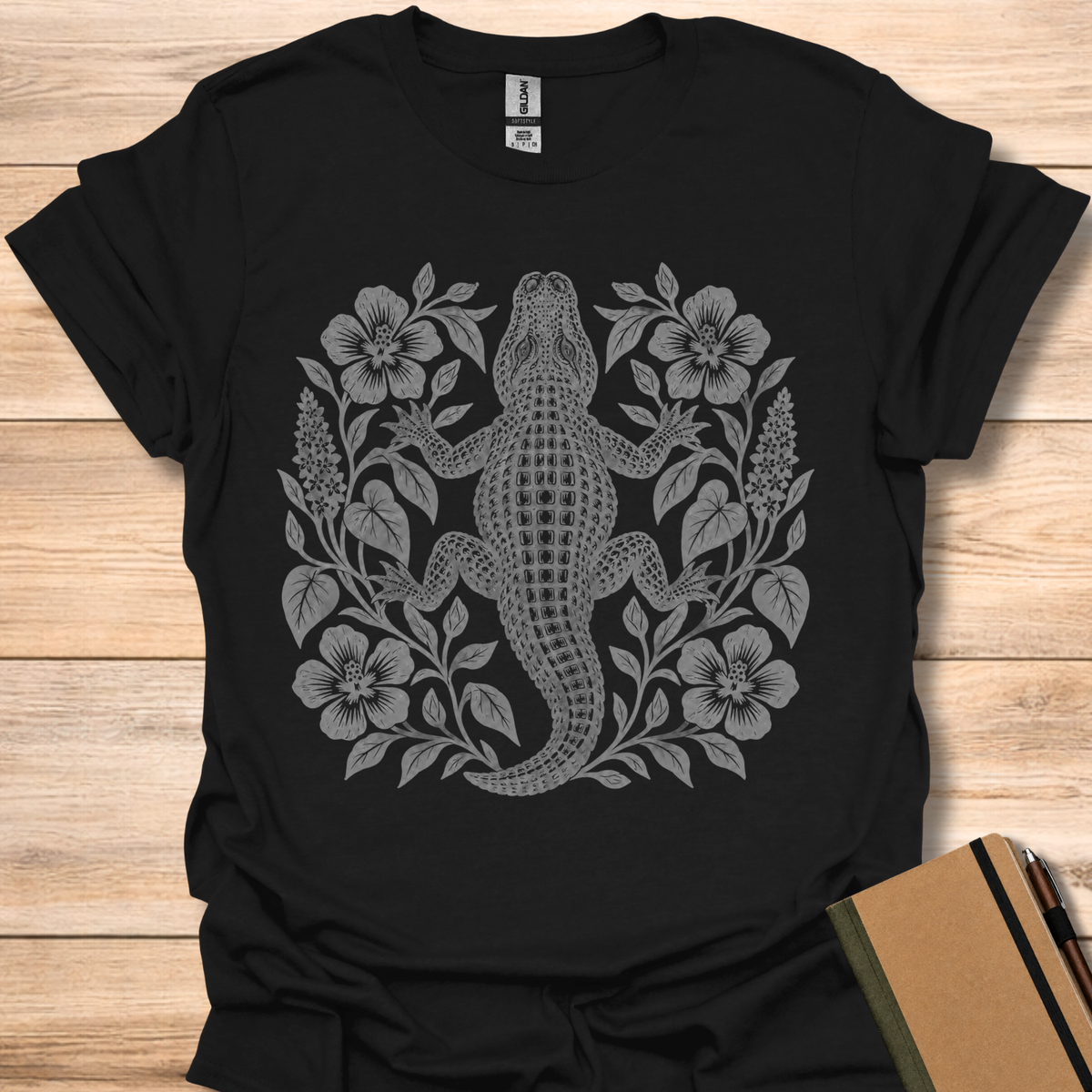 Alligator Block Print - Black