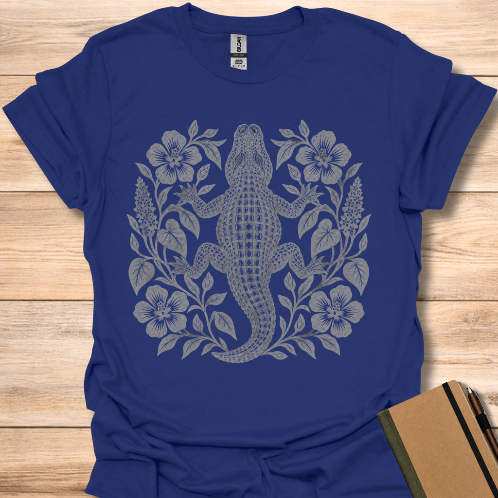 Alligator Block Print - Navy