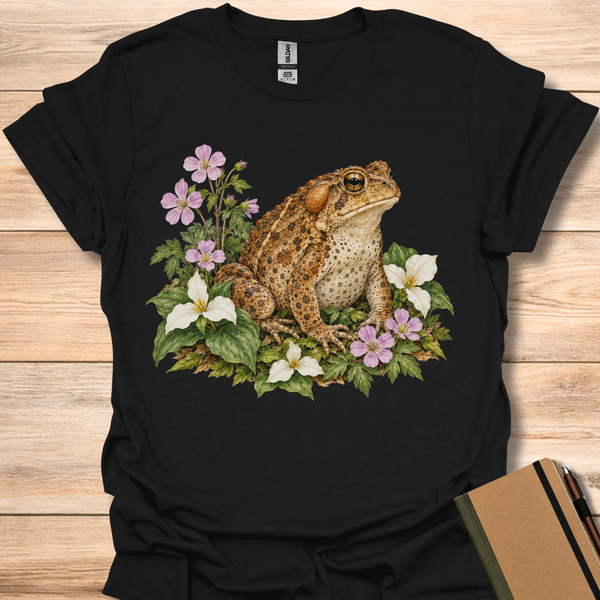 American Toad In Trillium - Black