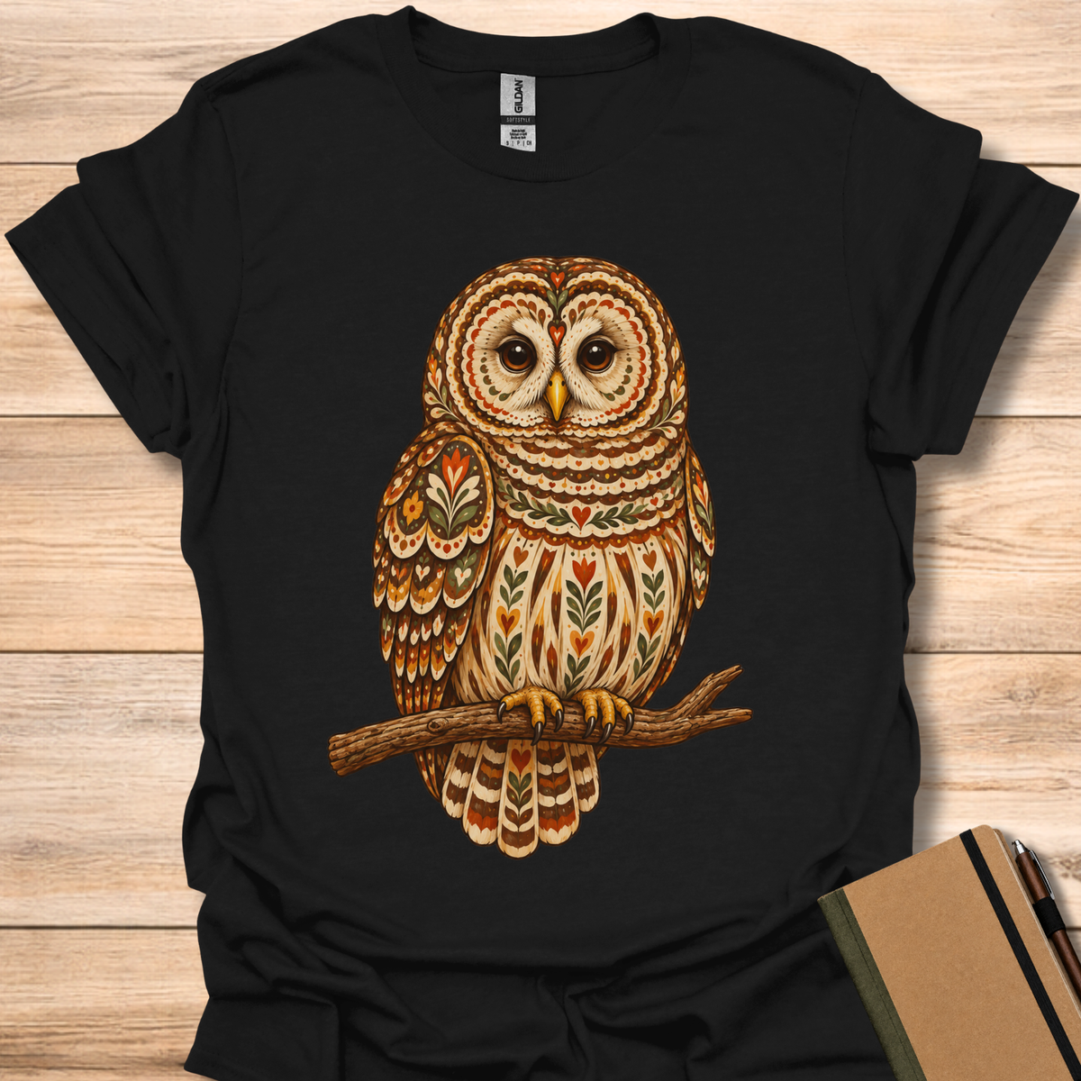 Barred Owl Folk Art - Black