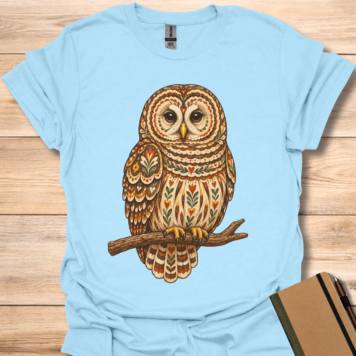 Barred Owl Folk Art - Light Blue