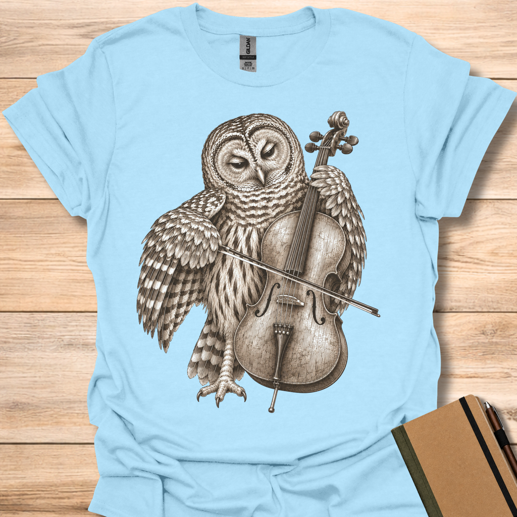 Barred Owl On Cello - Light Blue