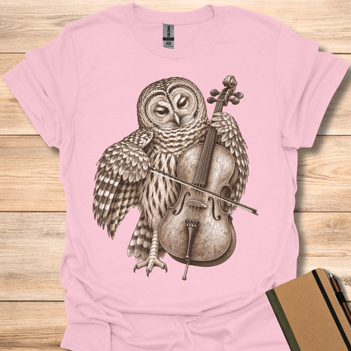 Barred Owl On Cello - Light Pink