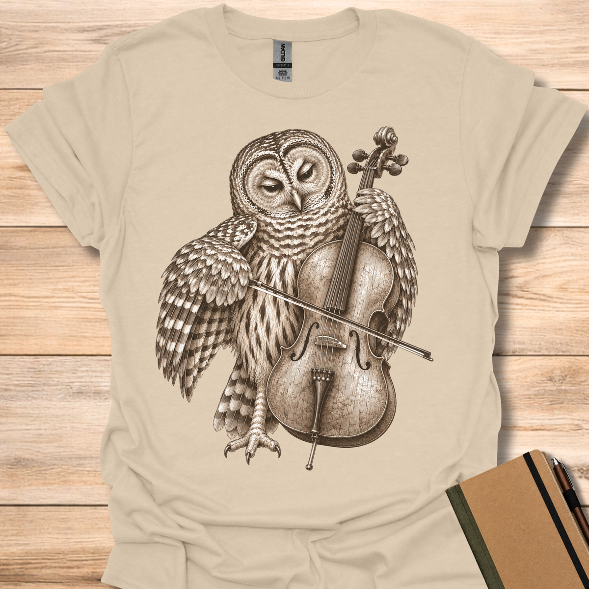 Barred Owl On Cello - Sand
