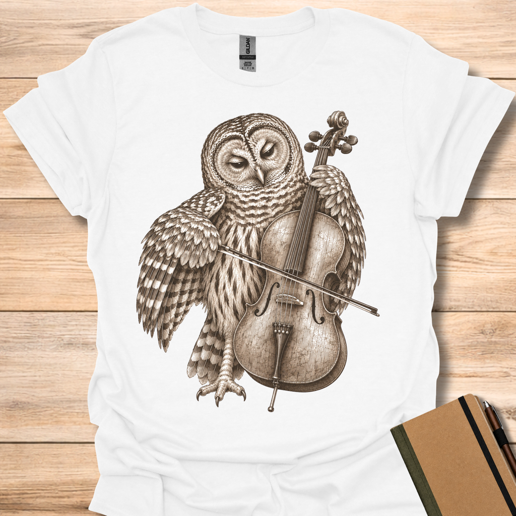 Barred Owl On Cello - White