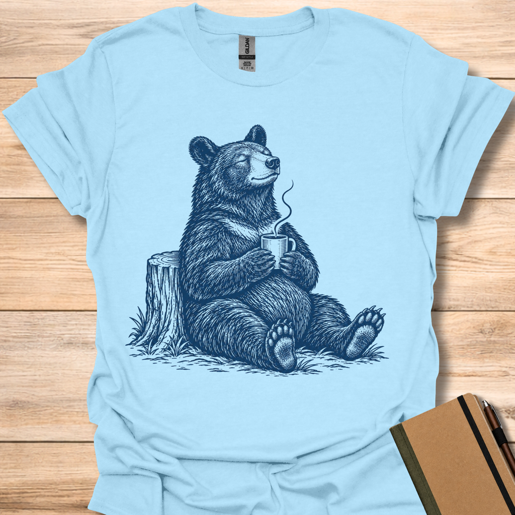 Bear With Coffee - Light Blue