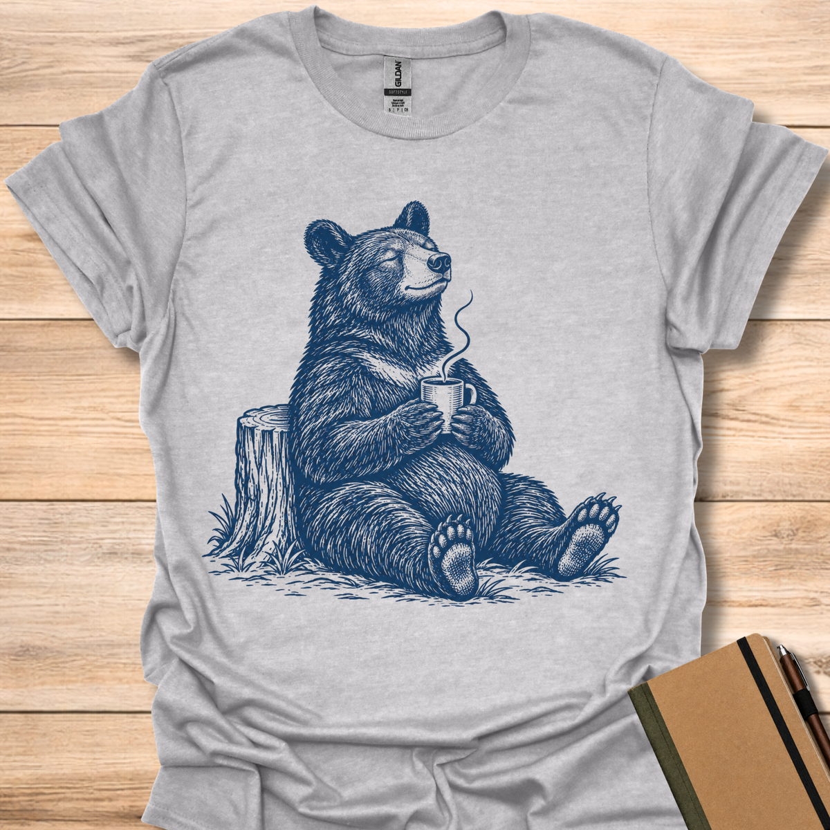 Bear With Coffee - Sport Grey