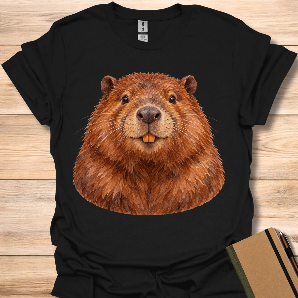 Beaver Watercolor Portrait - Black
