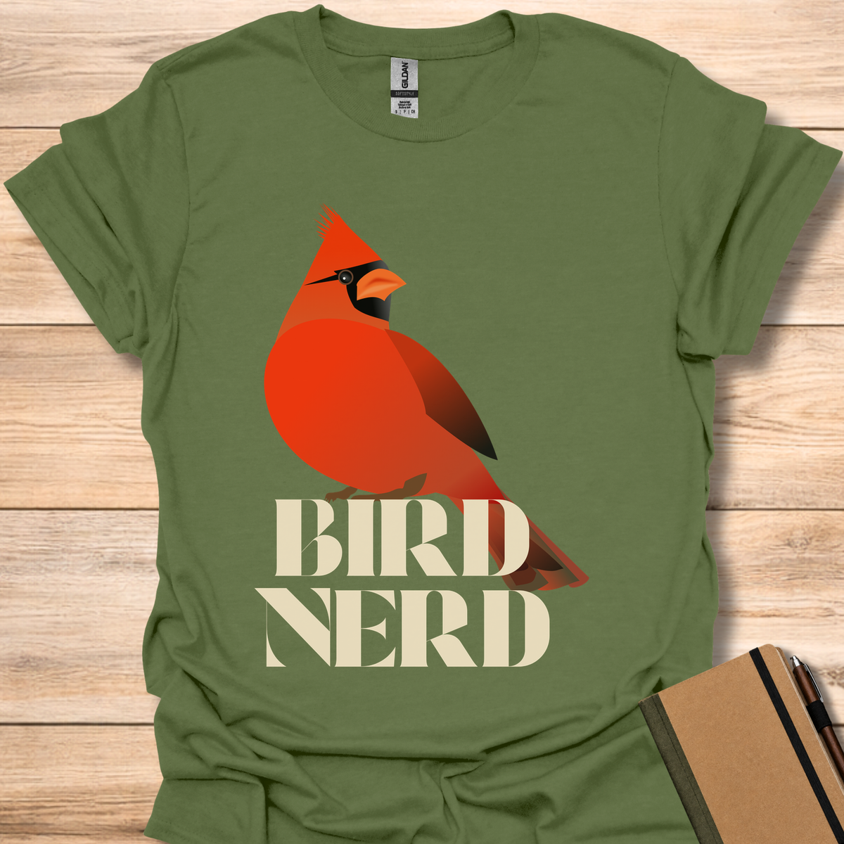 Bird Nerd Cardinal - Military Green