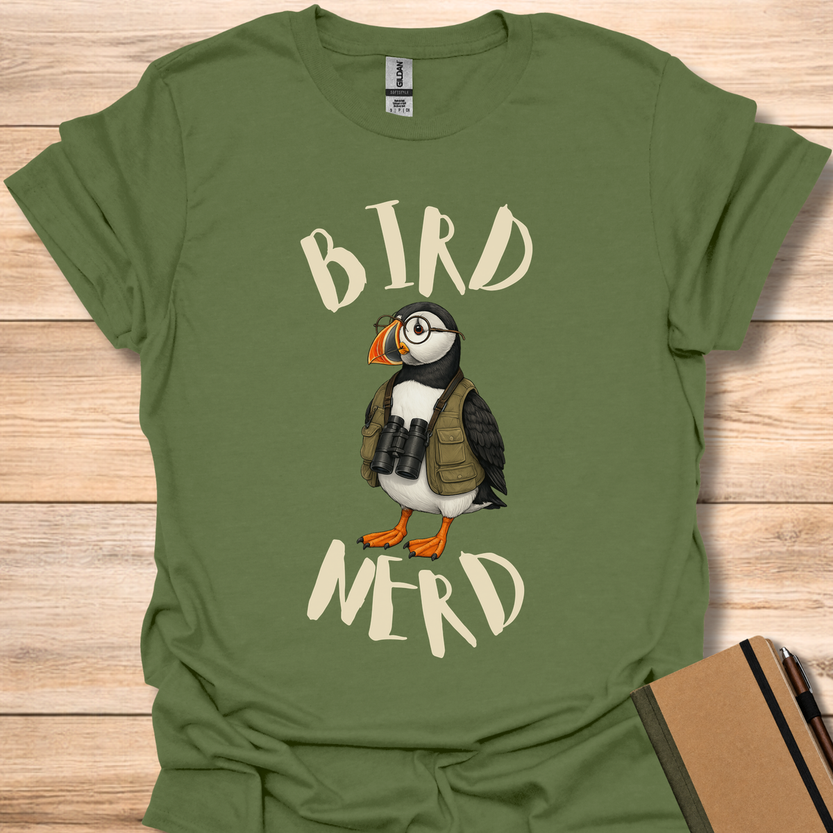 Bird Nerd Puffin - Military Green