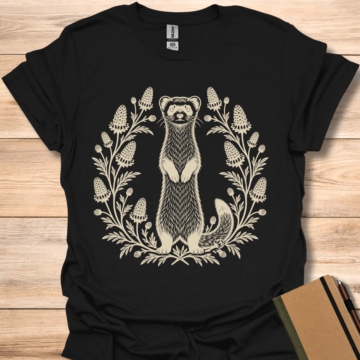 Black-Footed Ferret Block Print - Black