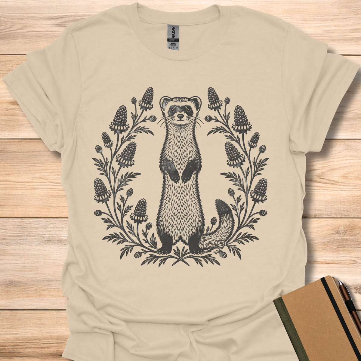 Black-Footed Ferret Block Print - Sand