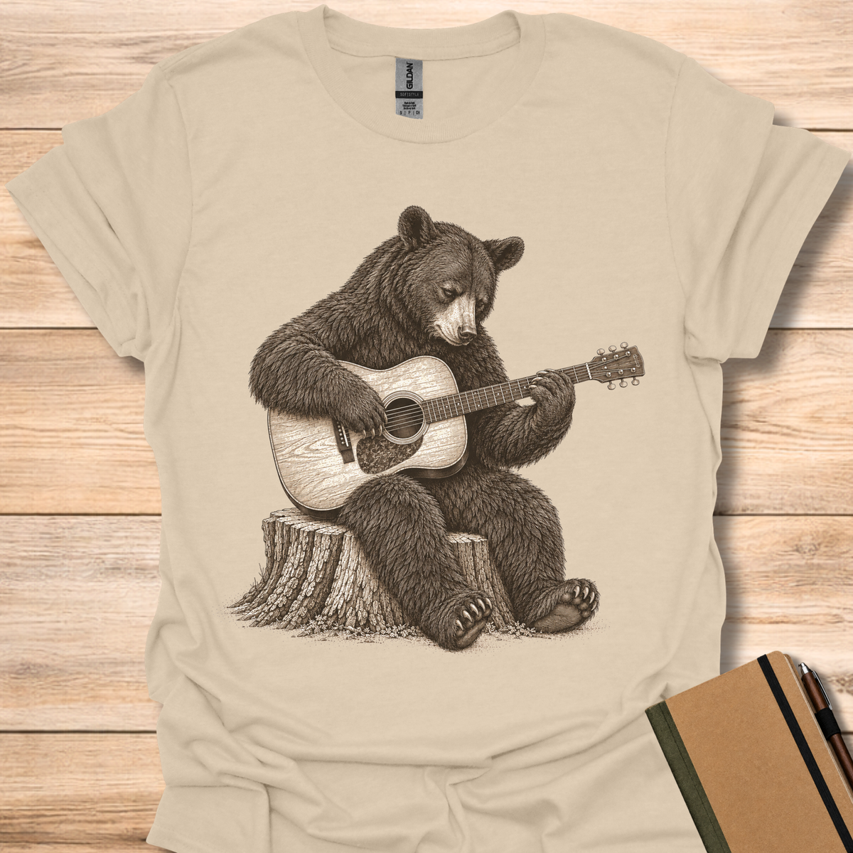 Black Bear On Guitar - Sand