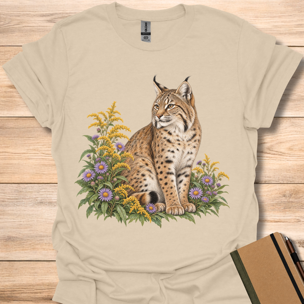 Bobcat In Goldenrod & Asters - Sand