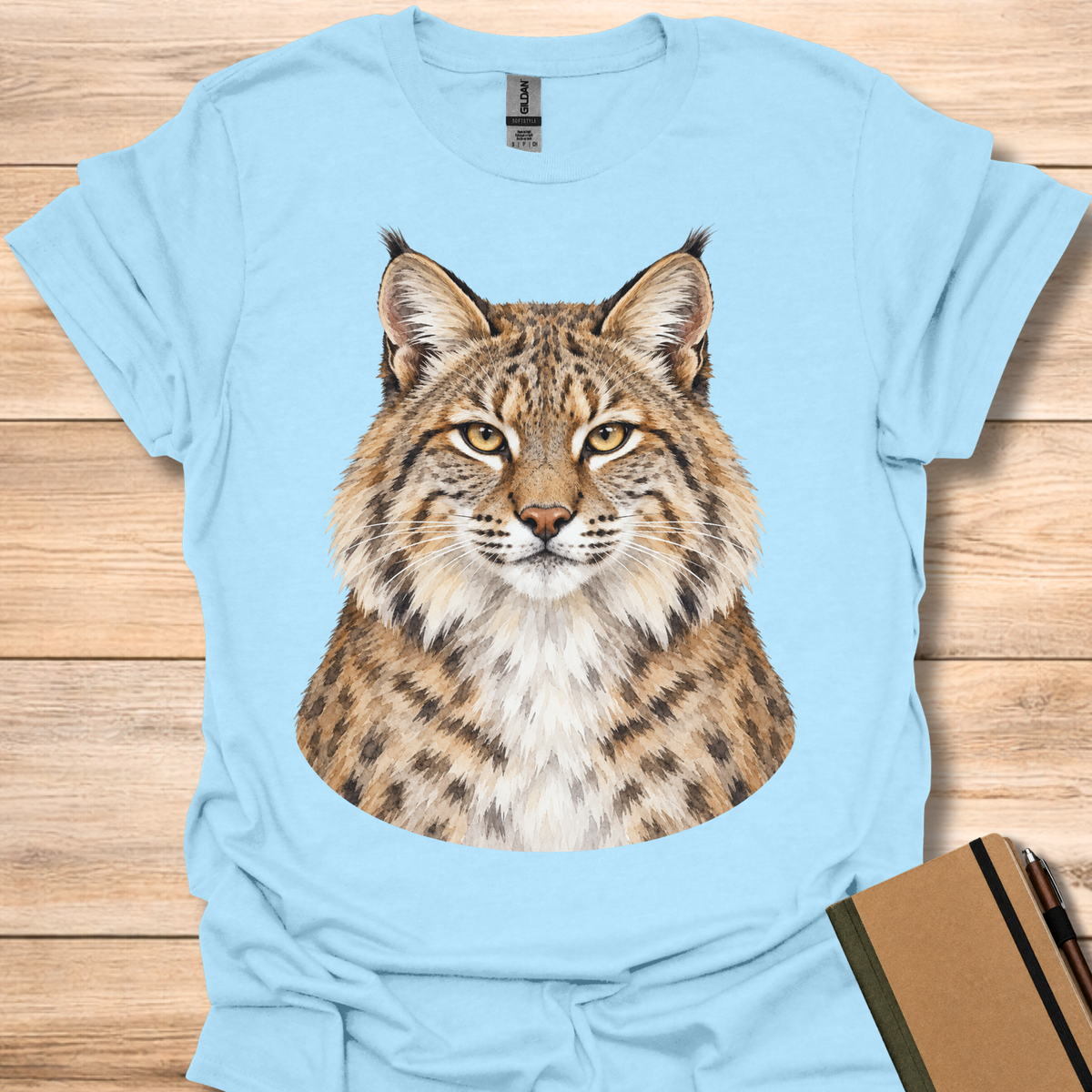 Bobcat Watercolor Portrait - Light Blue