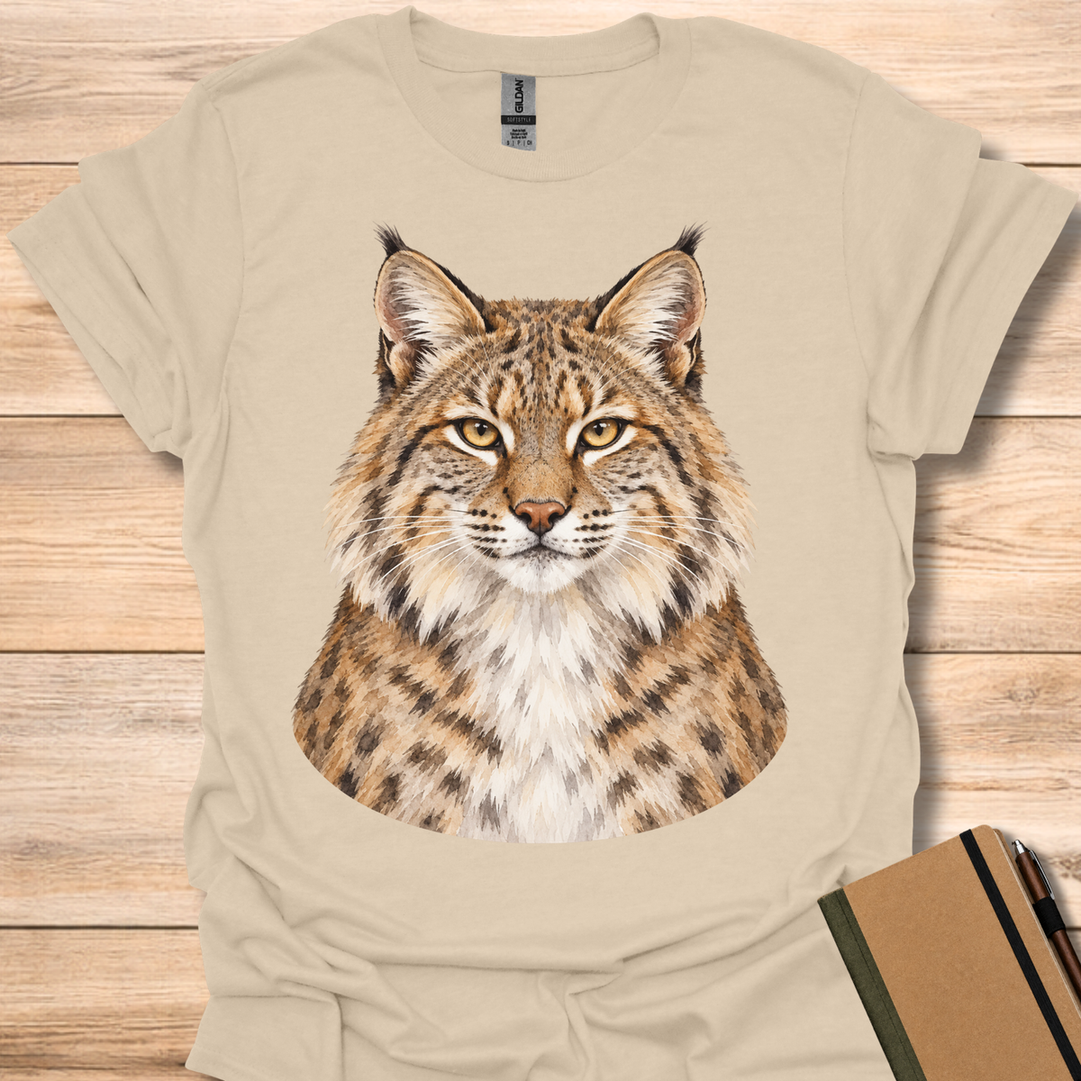 Bobcat Watercolor Portrait - Sand