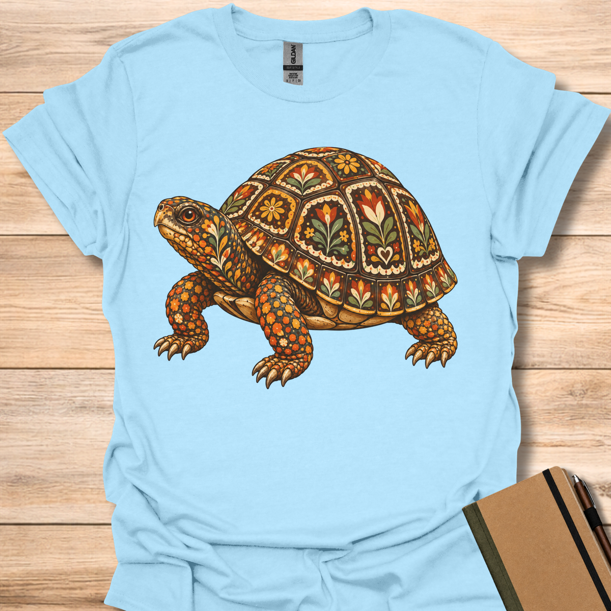 Box Turtle Folk Art - Light Blue