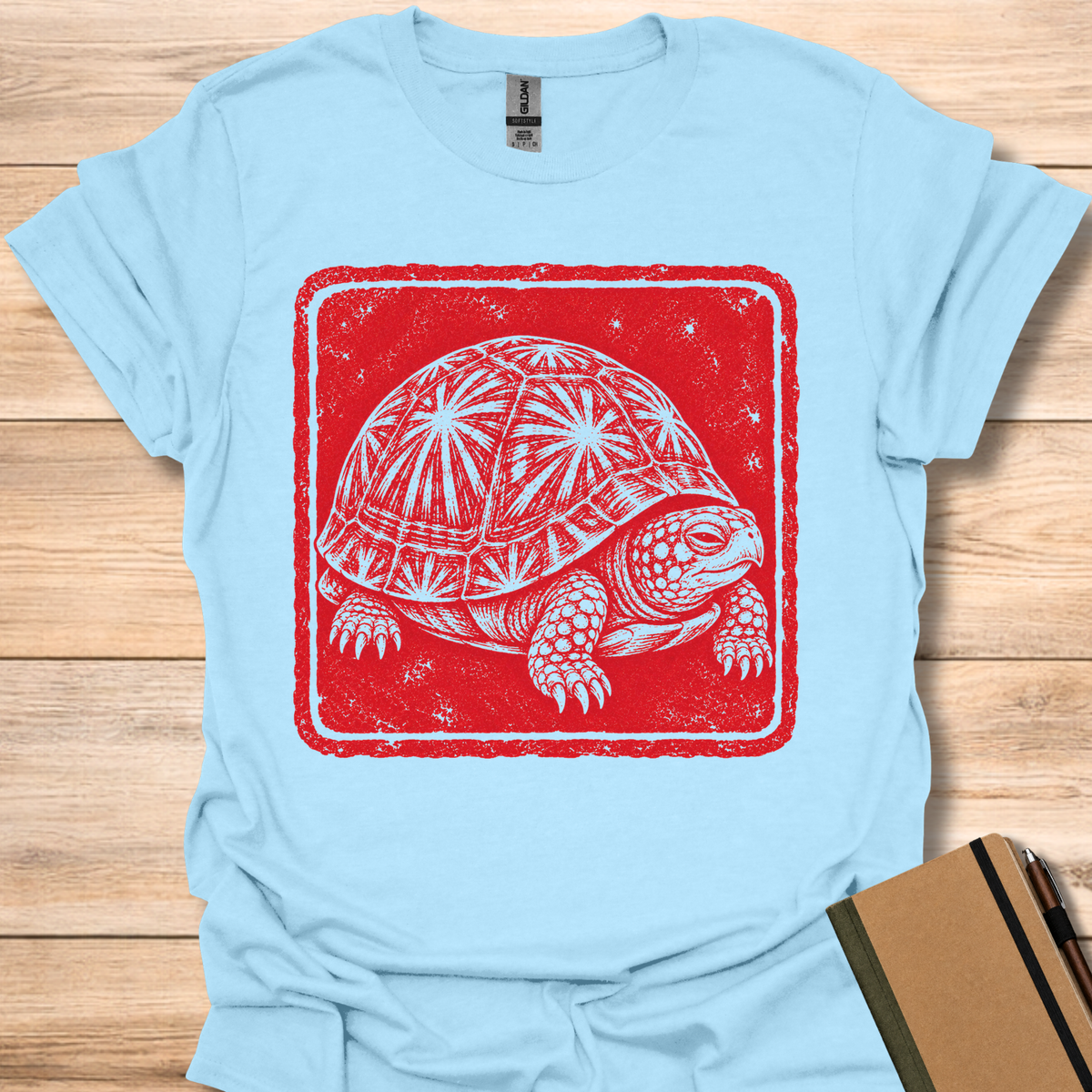 Box Turtle Japanese Stamp - Light Blue