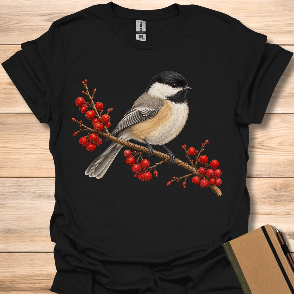 Chickadee On Winterberry - Black