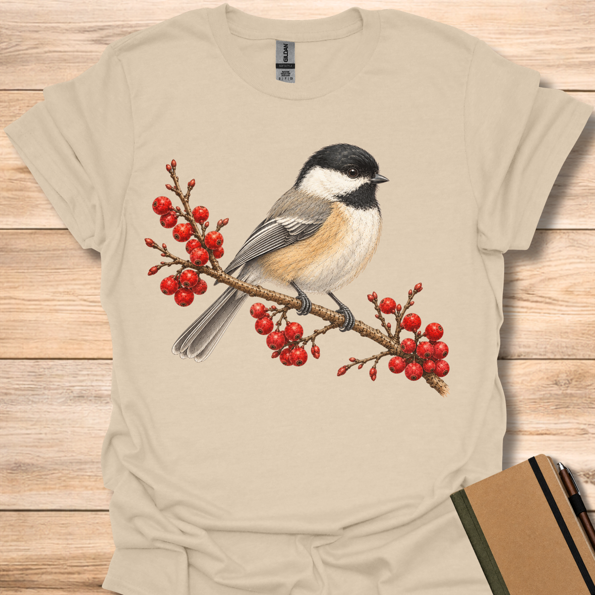 Chickadee On Winterberry - Sand