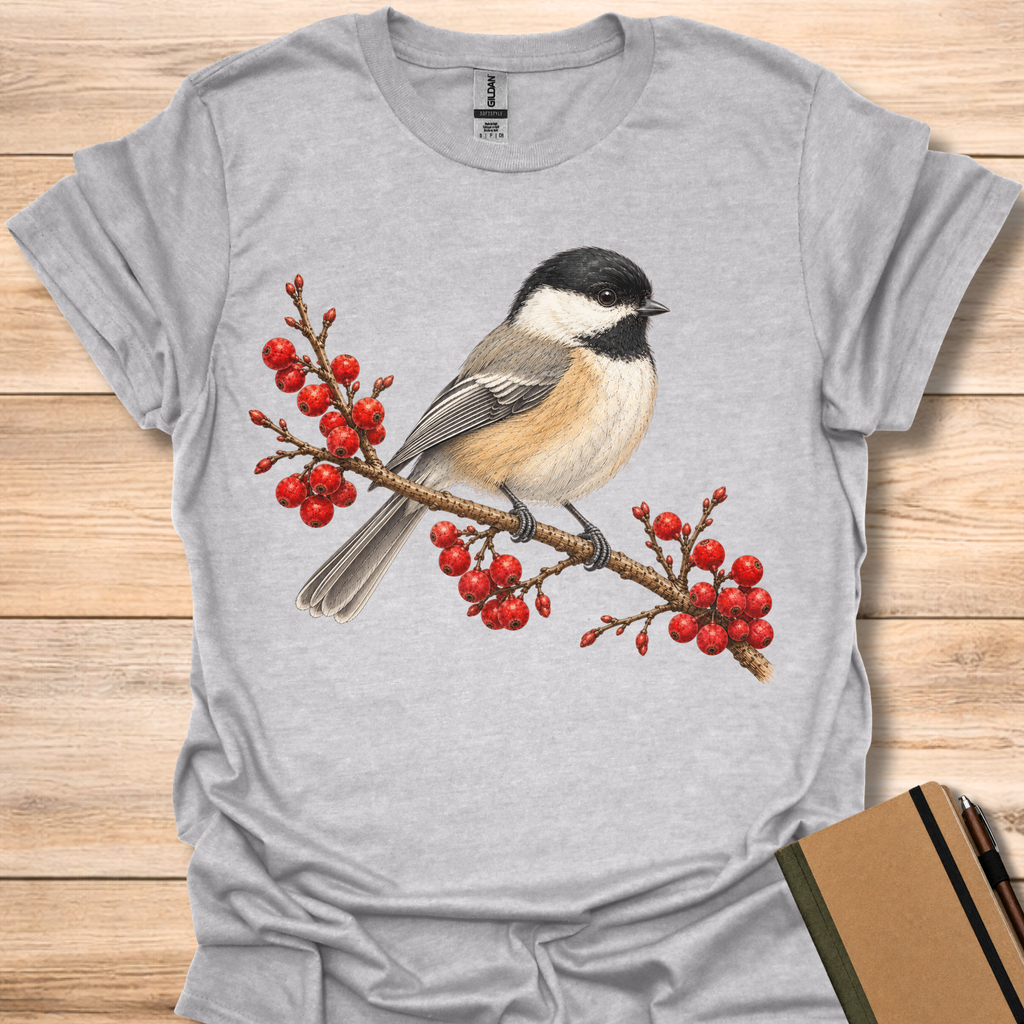 Chickadee On Winterberry - Sport Grey
