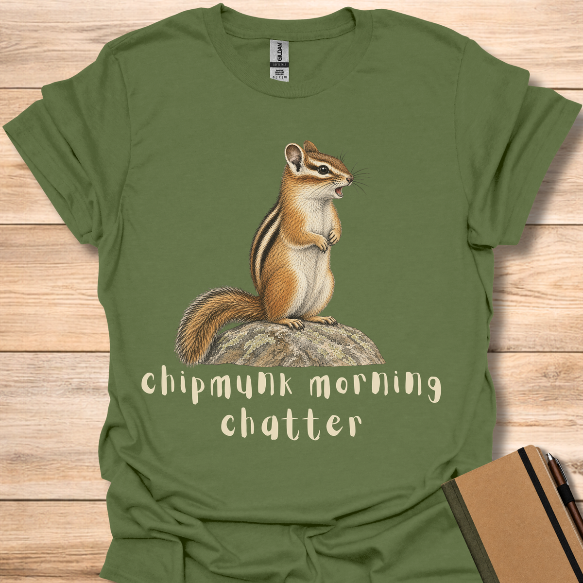 Chipmunk Morning Chatter - Military Green