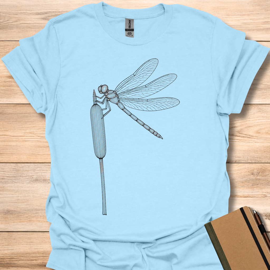 Dragonfly Line Art - Light Blue