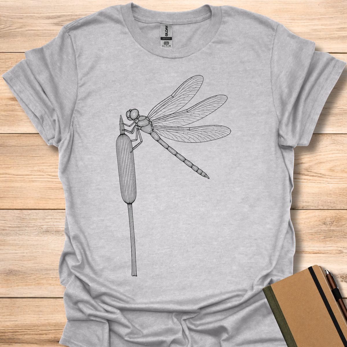 Dragonfly Line Art - Sport Grey
