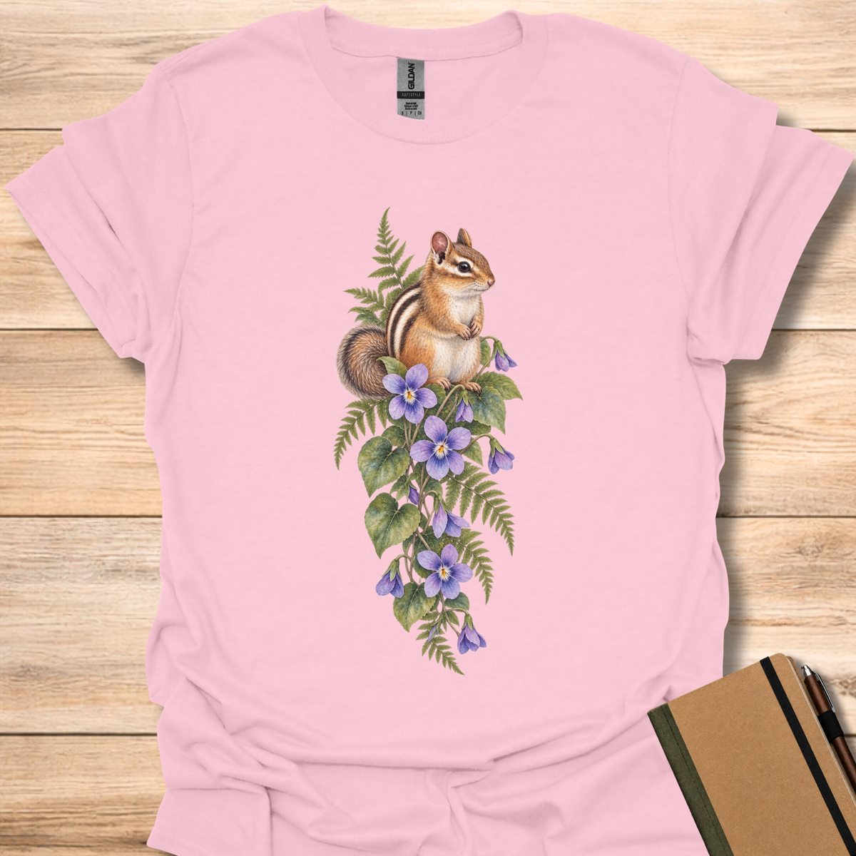 Eastern Chipmunk Watercolor - Light Pink