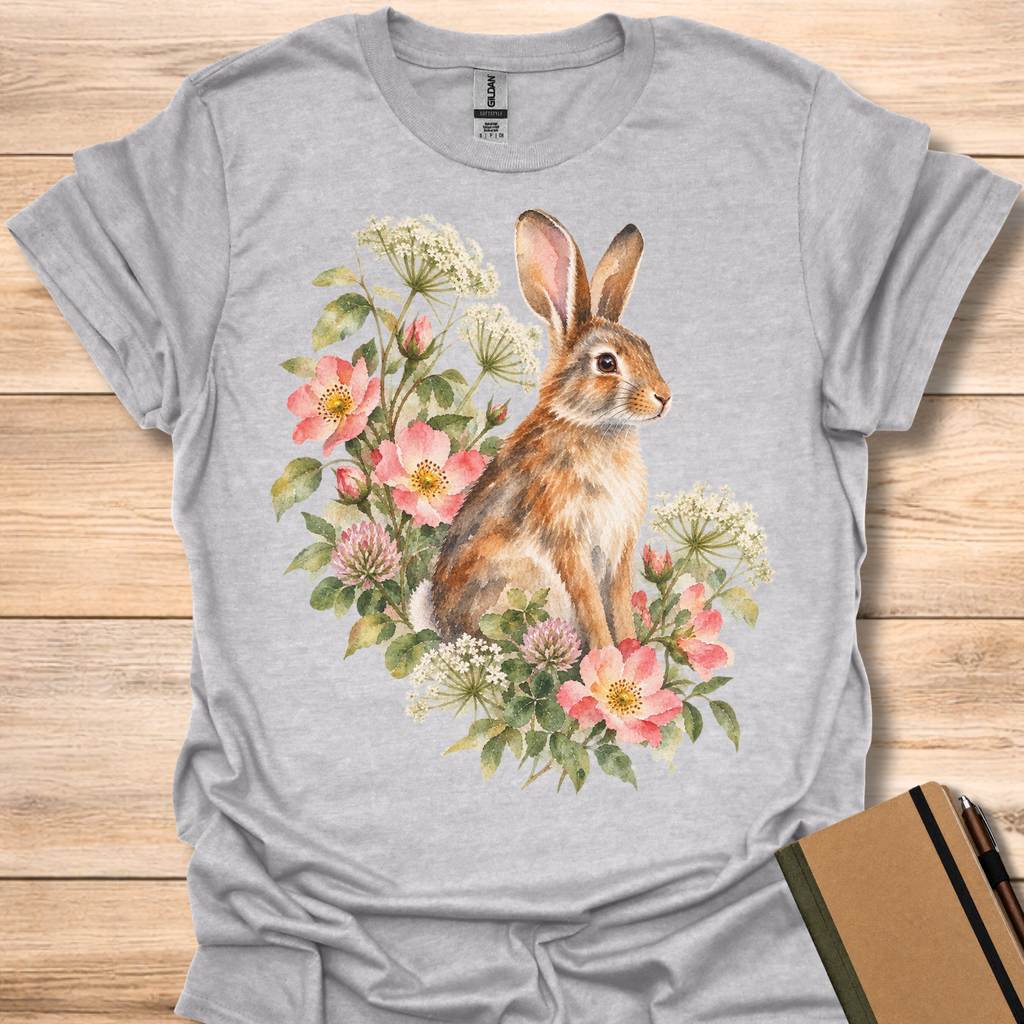 Eastern Cottontail Wild Rose Watercolor - Sport Grey