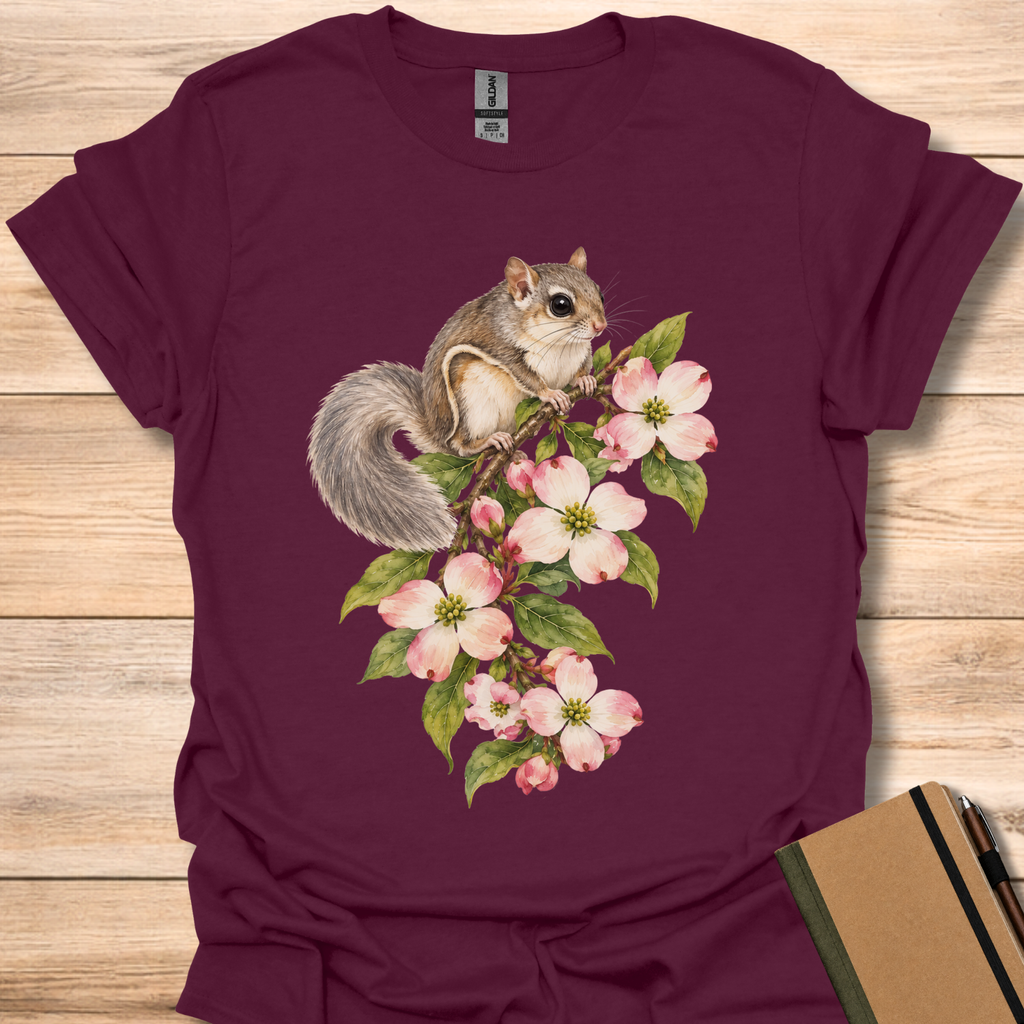 Flying Squirrel On Flowering Dogwood - Maroon