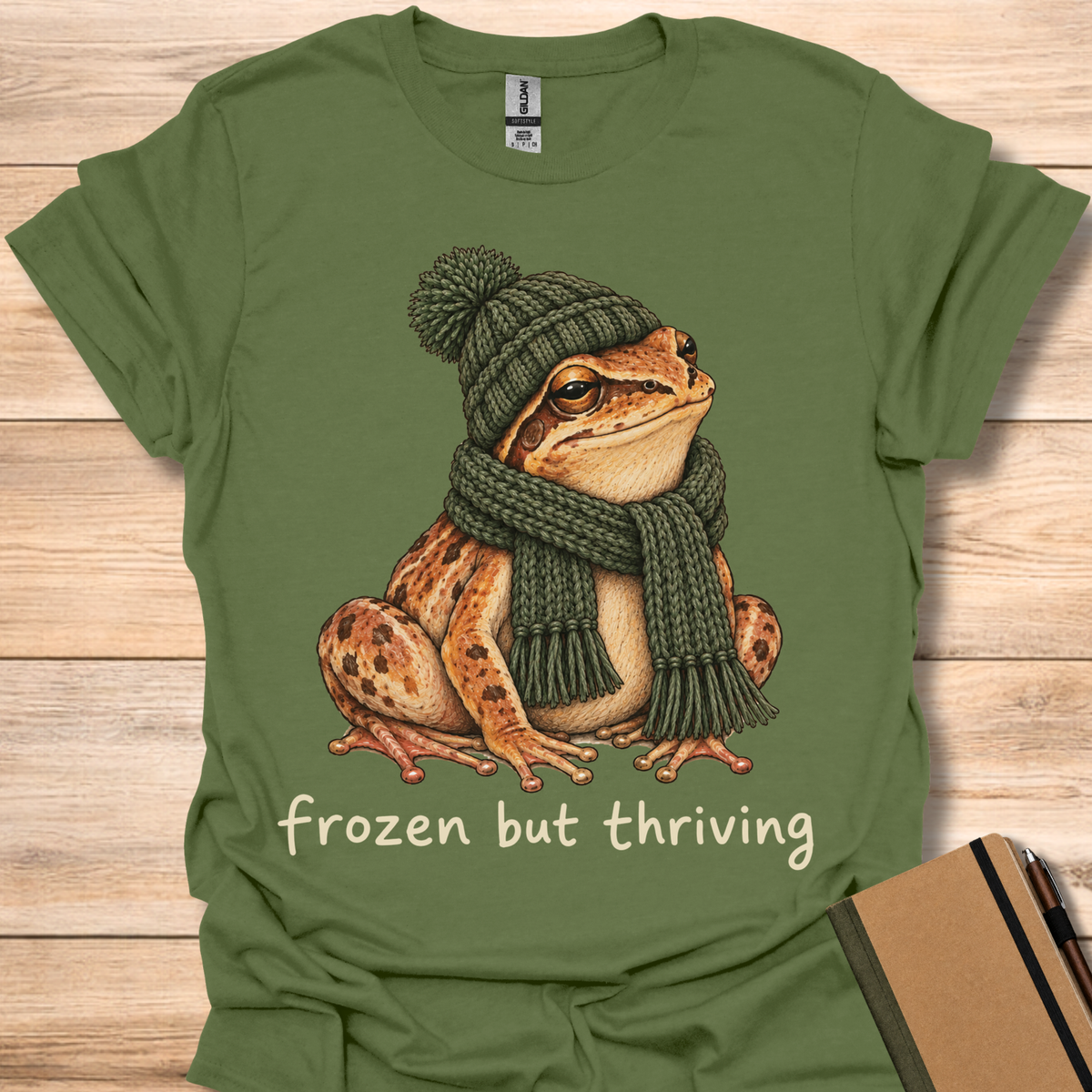 Frozen But Thriving Frog - Military Green