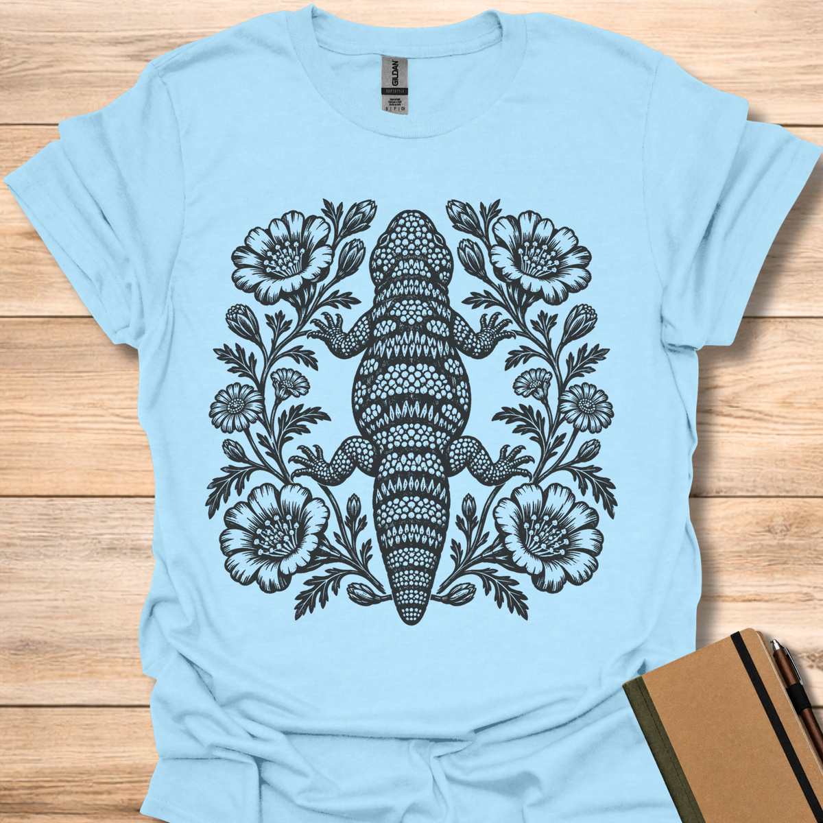 Gila Monster Block Print - Light Blue