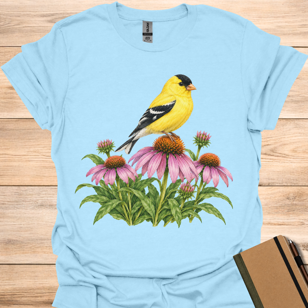 Goldfinch On Purple Coneflower - Light Blue