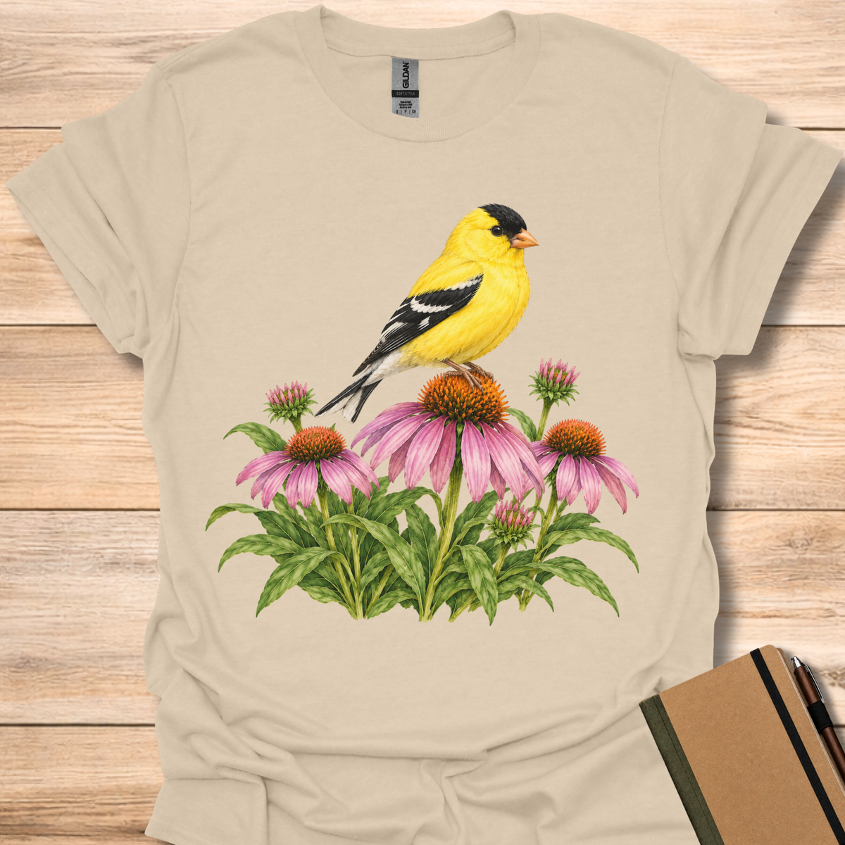 Goldfinch On Purple Coneflower - Sand