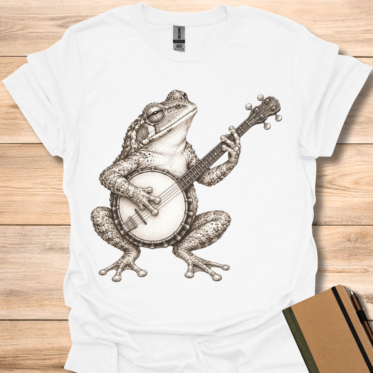 Gray Treefrog On Banjo - White