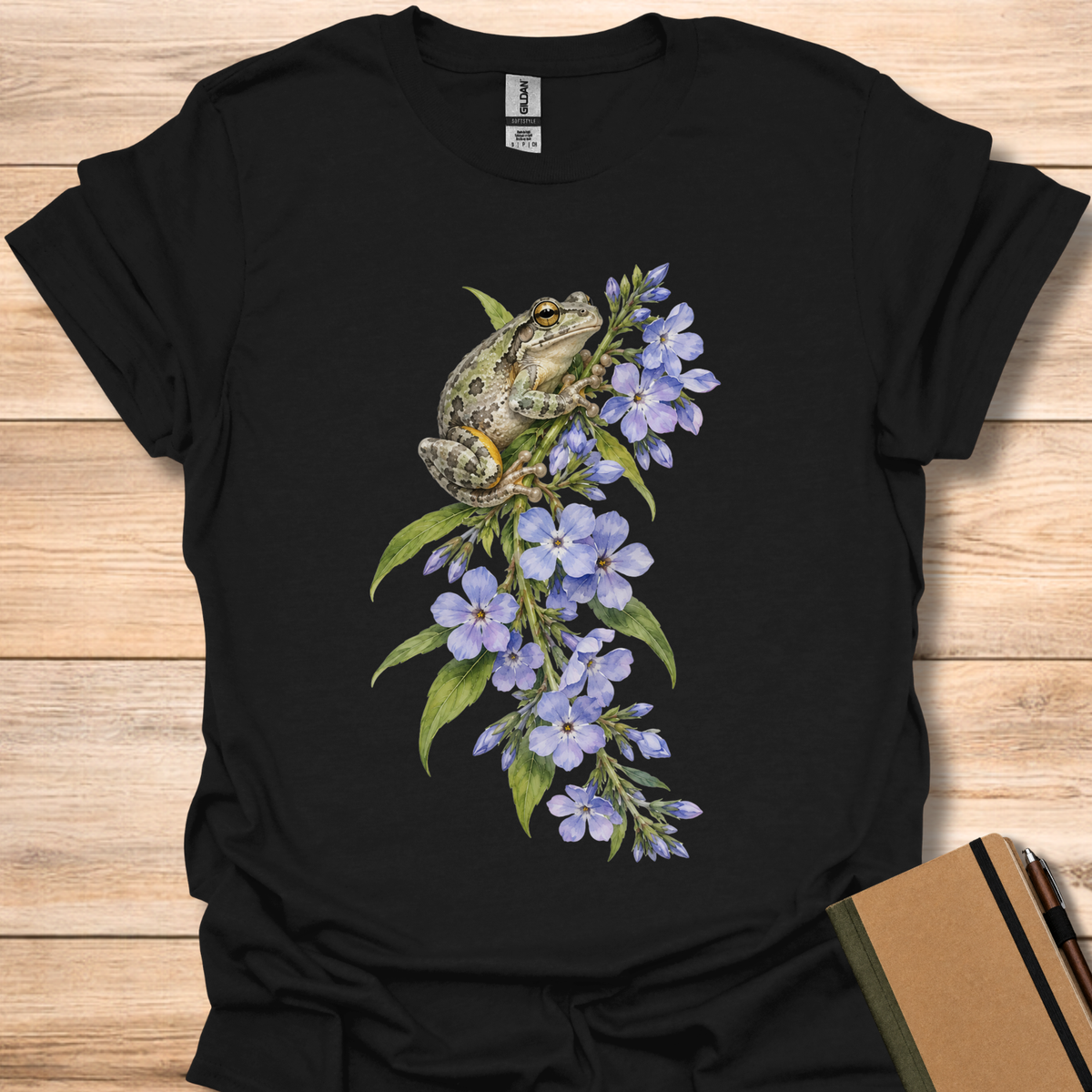 Gray Treefrog On Wild Blue Phlox - Black