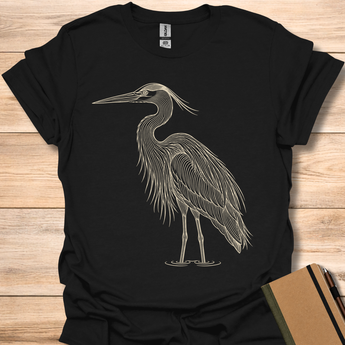 Great Blue Heron Line Art - Black