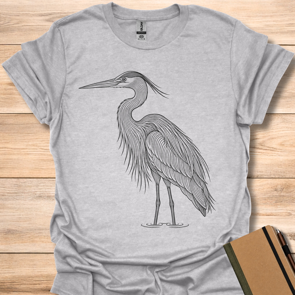 Great Blue Heron Line Art - Sport Grey
