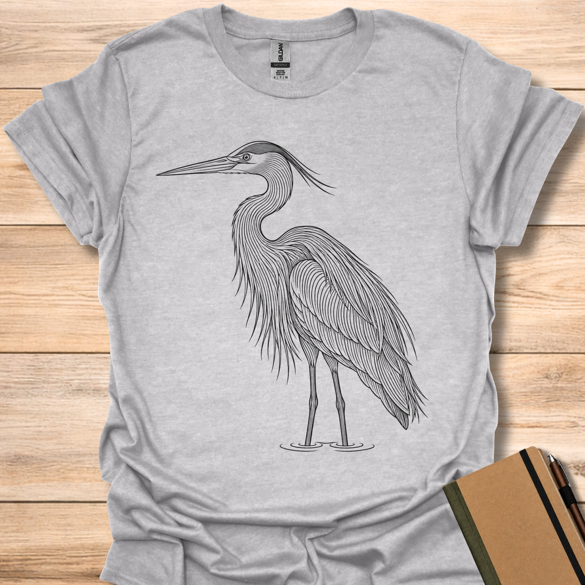 Great Blue Heron Line Art - Sport Grey
