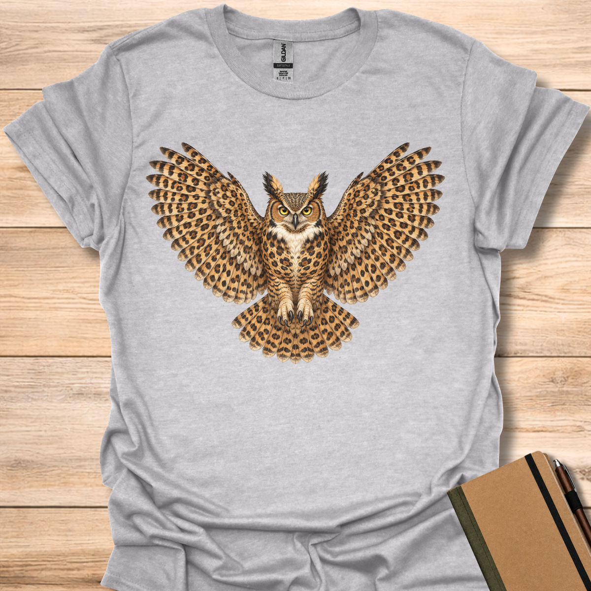 Great Horned Owl Leopard Print - Sport Grey