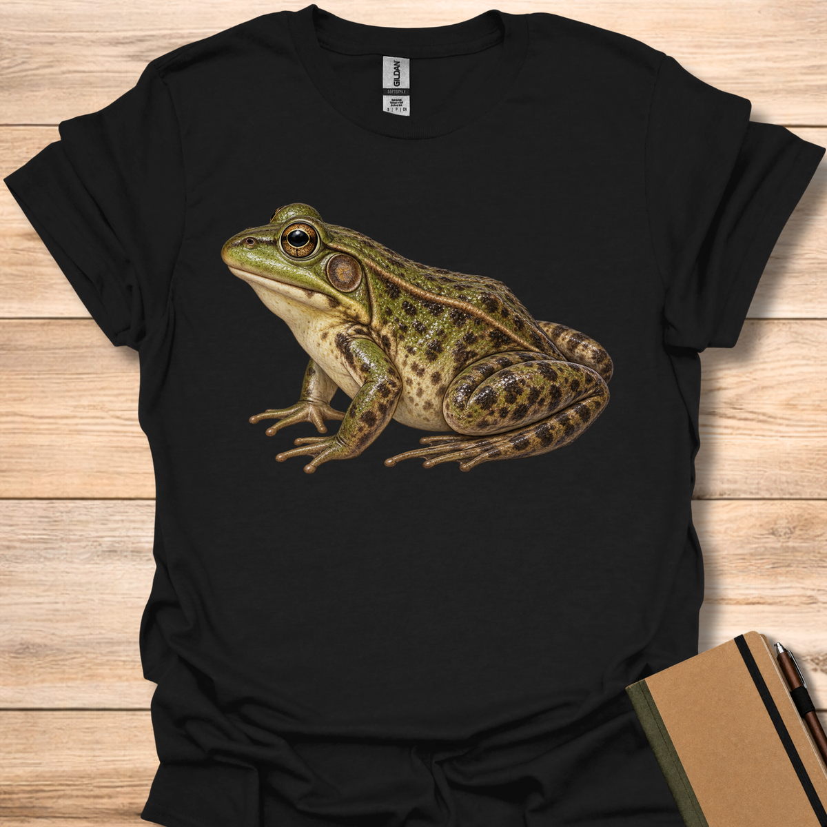 Green Frog Portrait - Black
