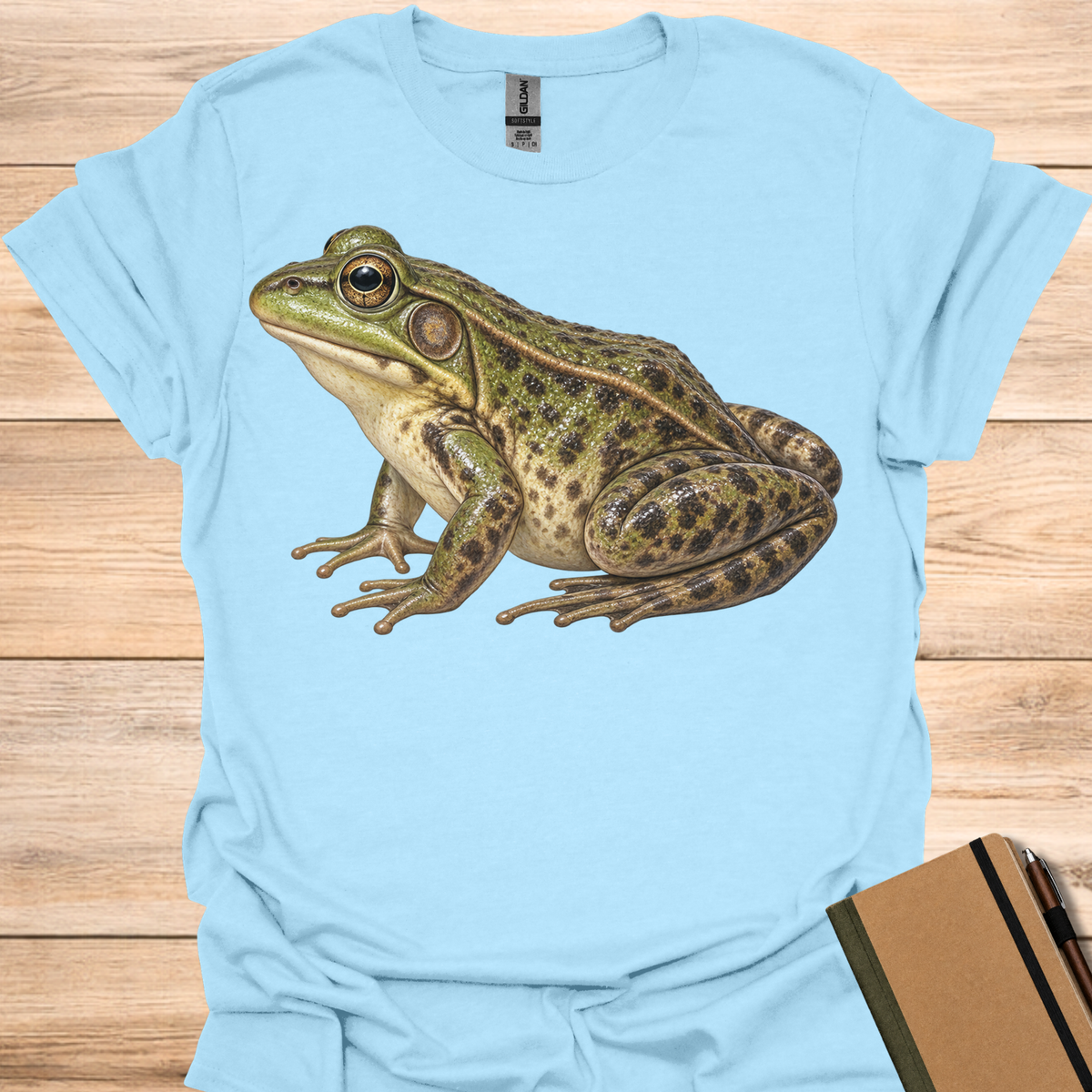 Green Frog Portrait - Light Blue