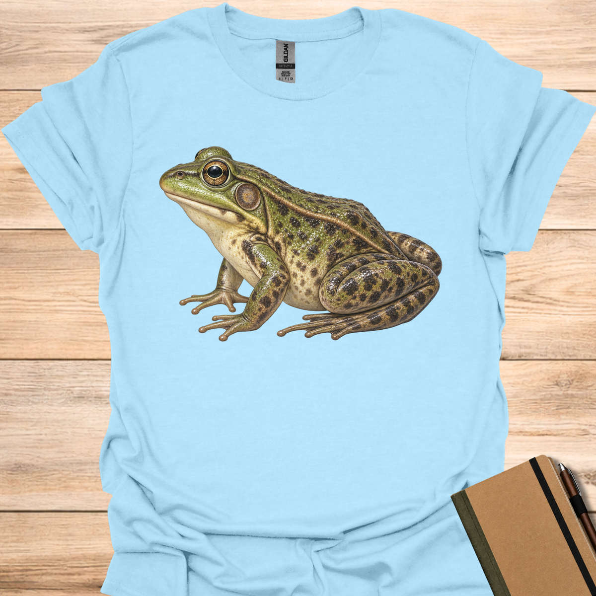 Green Frog Portrait - Light Blue
