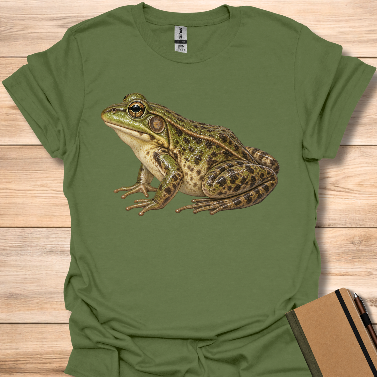 Green Frog Portrait - Military Green