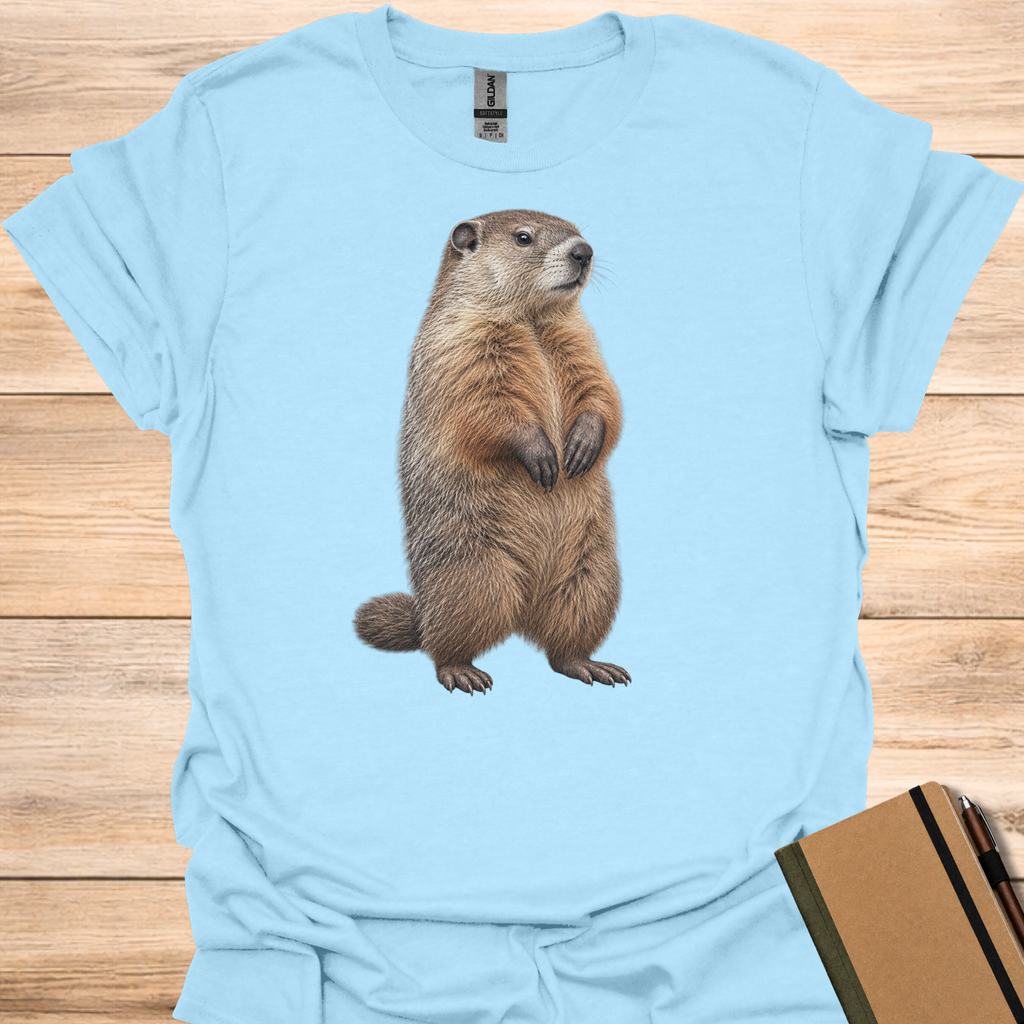 Groundhog Portrait - Light Blue